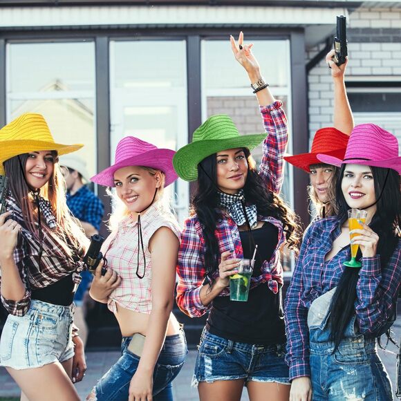 4834 24 Pcs Straw Cowboy Hats Cowgirl Party Multicolored Cowboy Hats Bulk main image 2